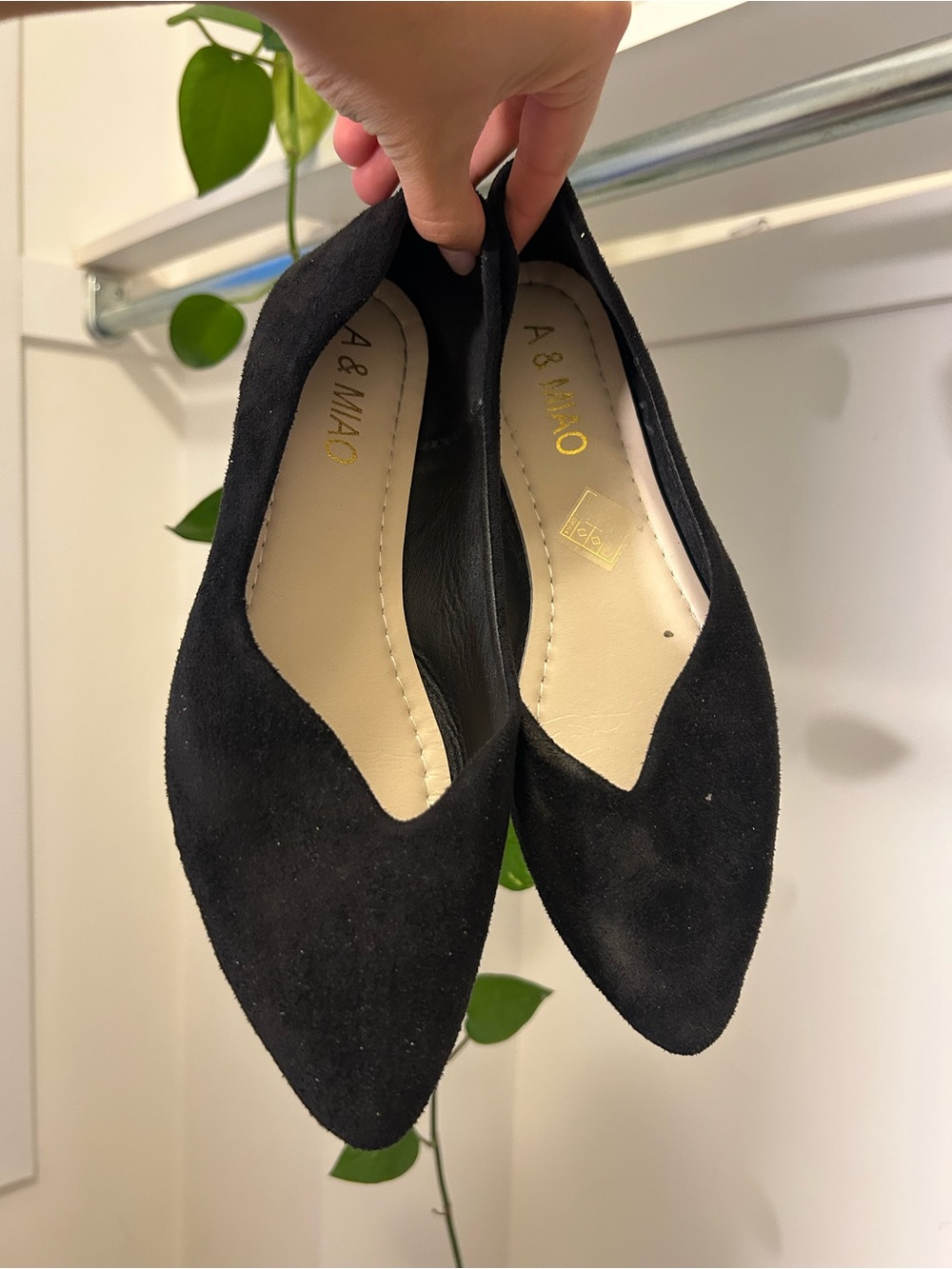 Black Suede Pointed Toe Flats